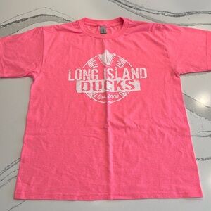 Long Island Ducks Gildan Heavy Cotton Pink Tshirt Size Youth Large